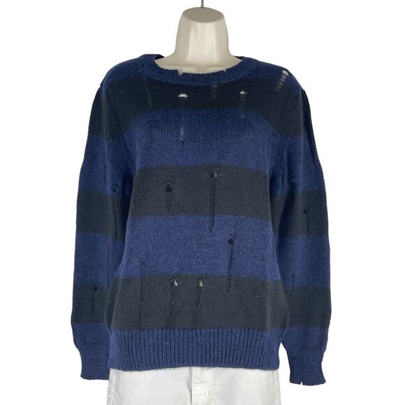 IRO Jeans Stys Distress Alpaca Blend Sweater Blue Black Size M - Picture 1 of 10